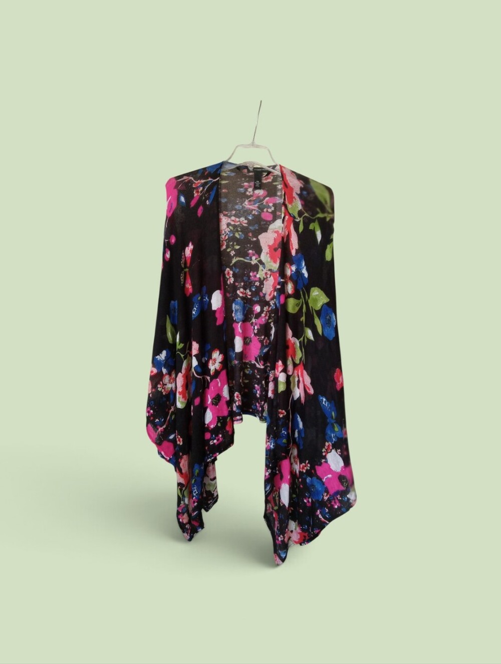 INC International Concepts Black Floral Lightweight Cardigan